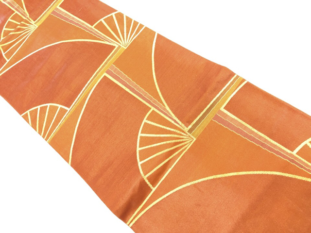 リサイクル　変わり扇模様織出し名古屋帯